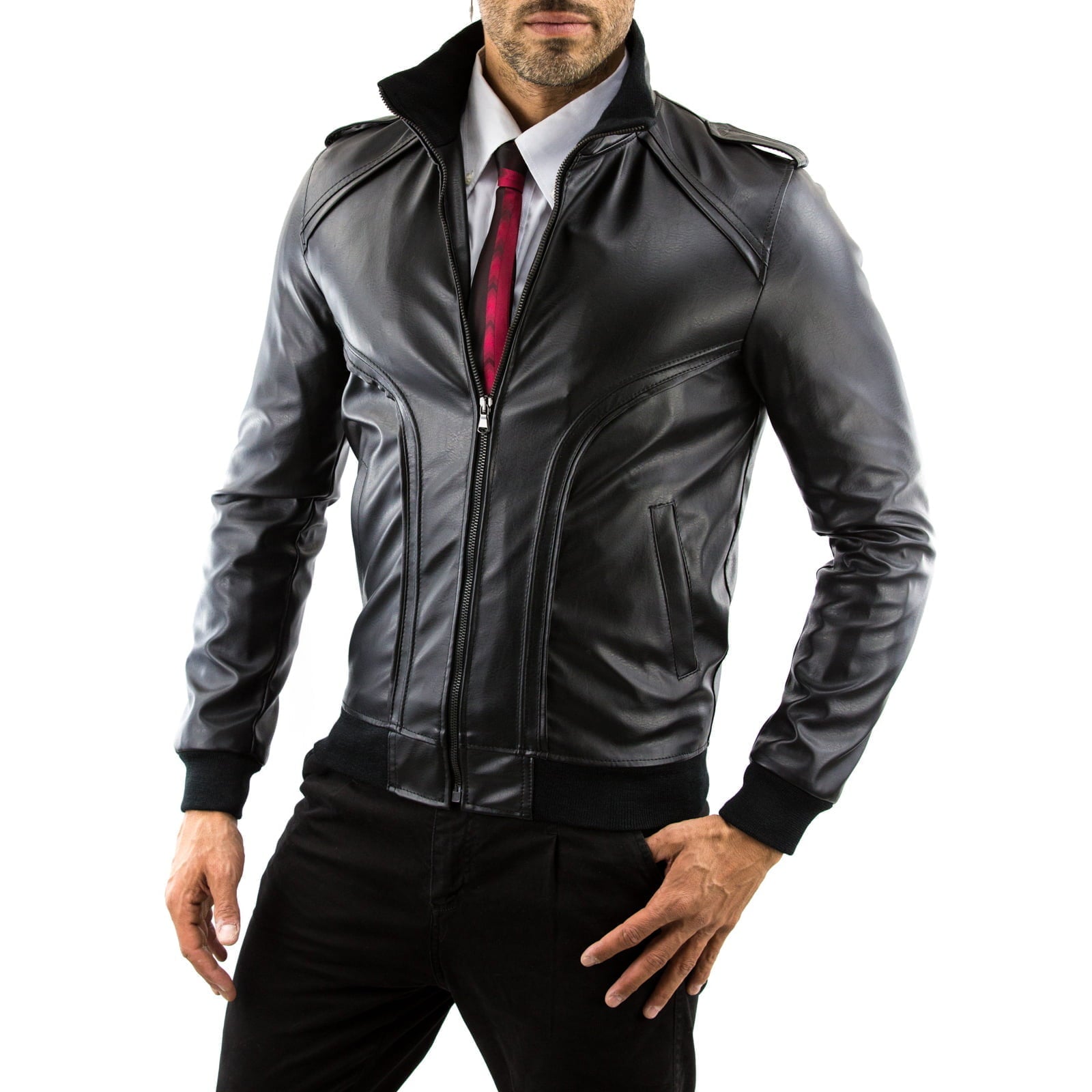 Slim Men's Genuine Leather Jacket Artisan Production Cod.223M-Rindway Outlet