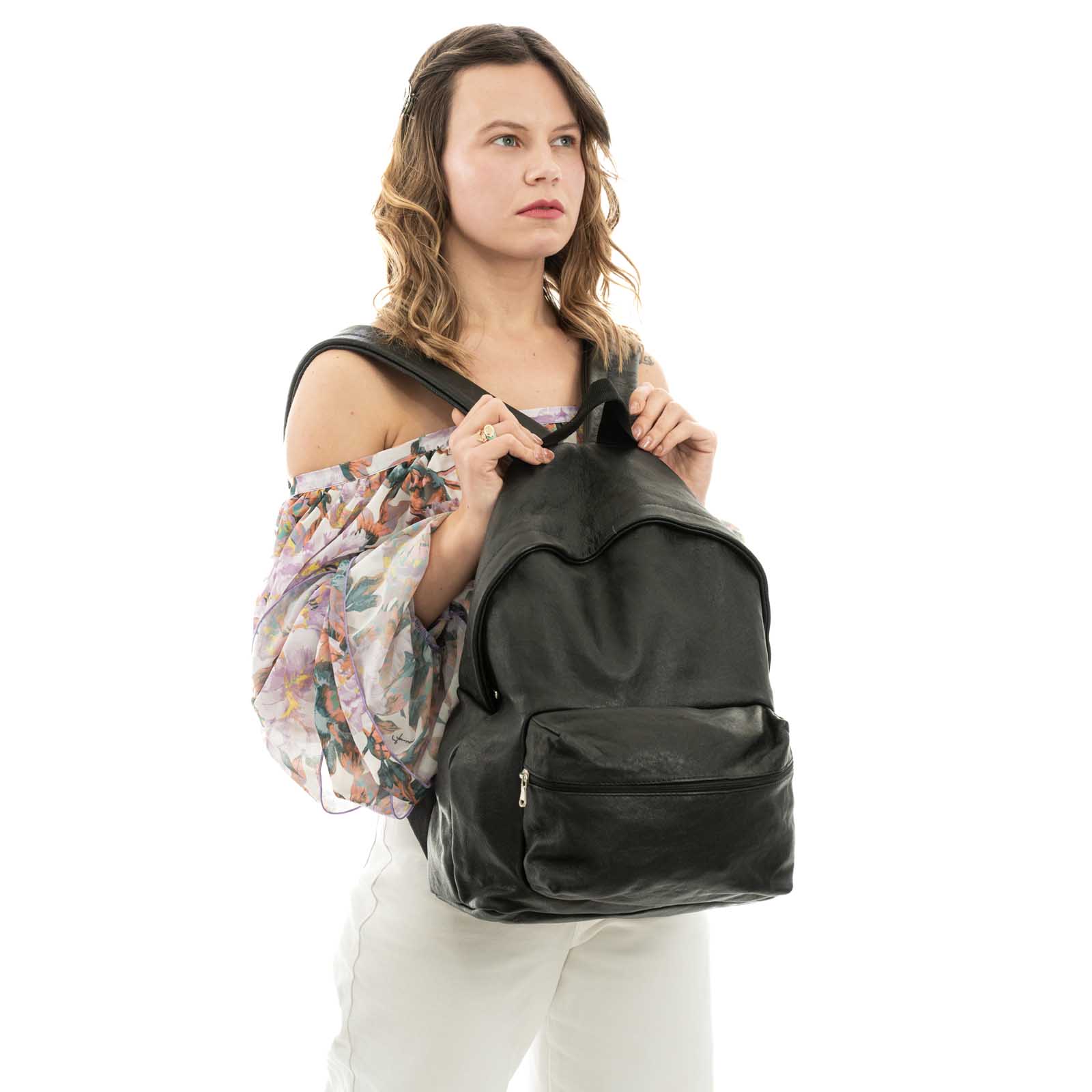 Rindway Genuine Leather Large Backpack Bag for Women and Men