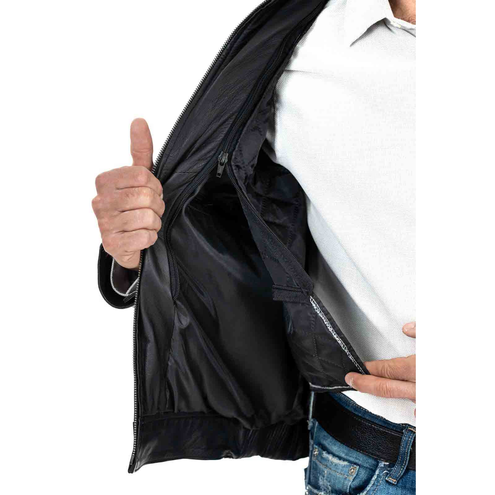 Biker Jacket in Genuine Leather Black Men Slim Four Pockets Rindway