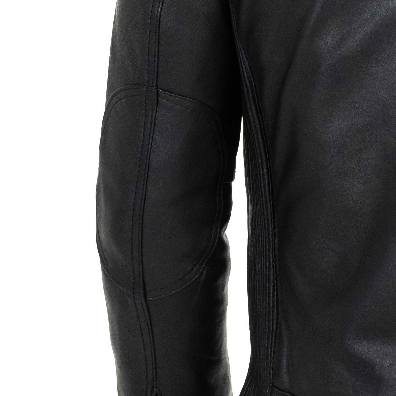 Biker Jacket in Genuine Leather Black Men Slim Rindway Shoulder Details