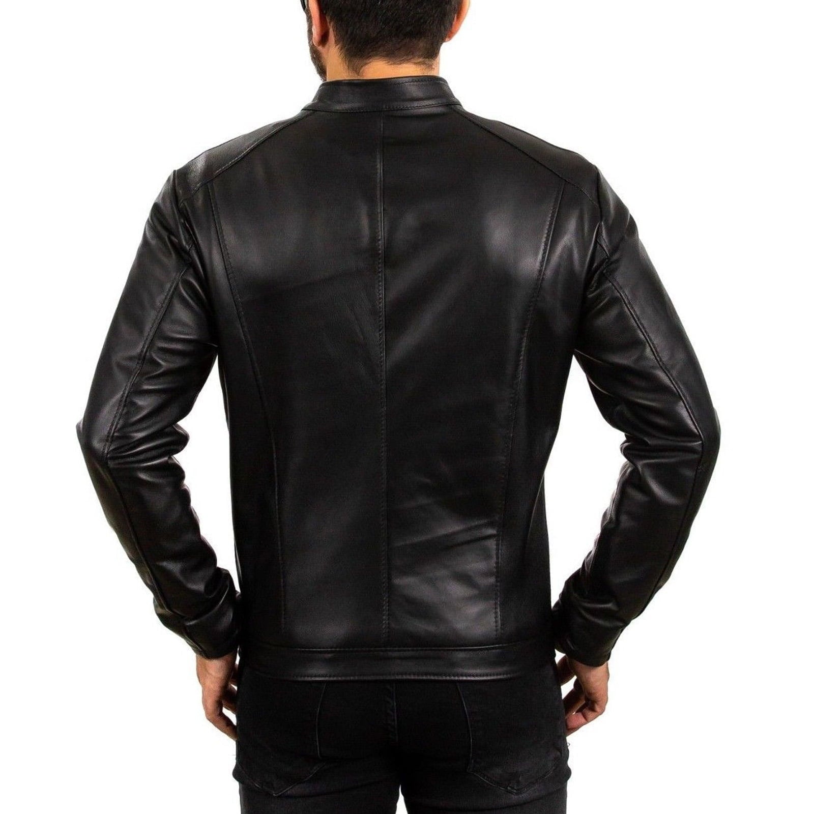 Slim Men's Genuine Leather Jacket Artisan Production Cod.087-Rindway Outlet