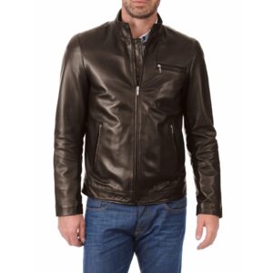 Genuine Leather Jacket Biker Coat Men’s Slim Hand Made in Italy Cod.057M Rindway